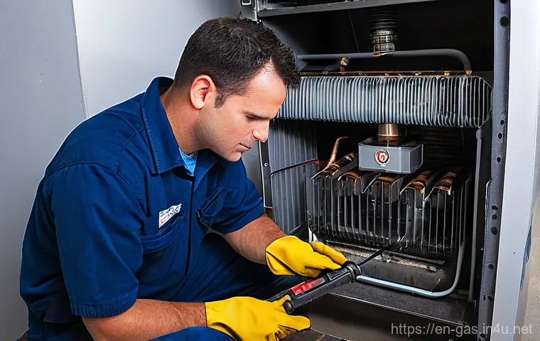 가스 설비 안전 점검 방법 - **Prompt:** "A focused shot of an adult individual (wearing practical, casual attire like jeans and ... 가스 설비 안전 점검 방법 - **Prompt:** "A focused shot of an adult individual (wearing practical, casual attire like jeans and ...