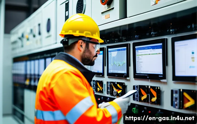 가스 관련 자격증 복수 취득 전략 - A professional gas technician in a modern utility control room, wearing appropriate safety gear and ...