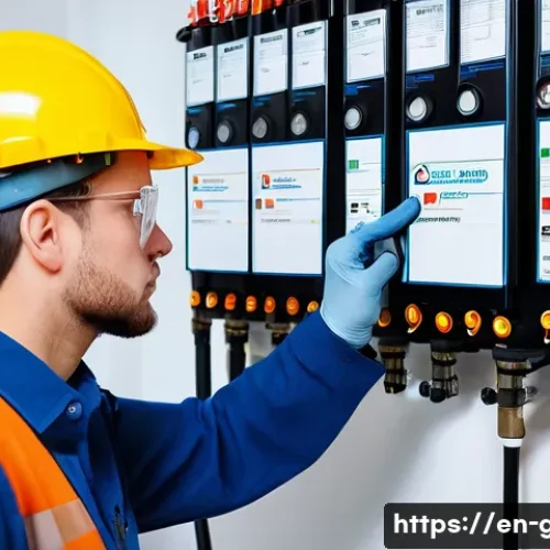 가스 자격증 소지자용 취업 포트폴리오 작성법 - A professional gas technician wearing safety gear including gloves, safety glasses, and a branded un...